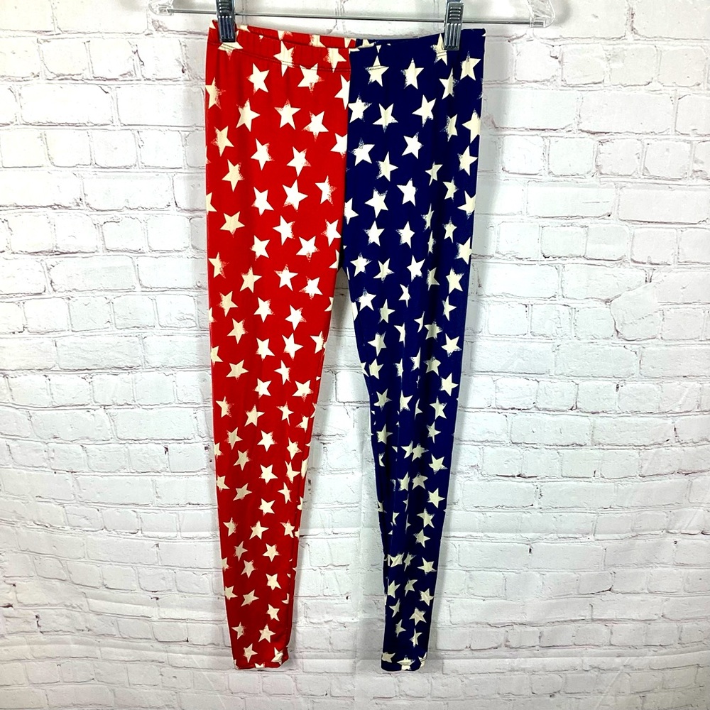 See You Mondayβ Americana Stars Leggings Womenβs Size XS Red White Blue Holiday